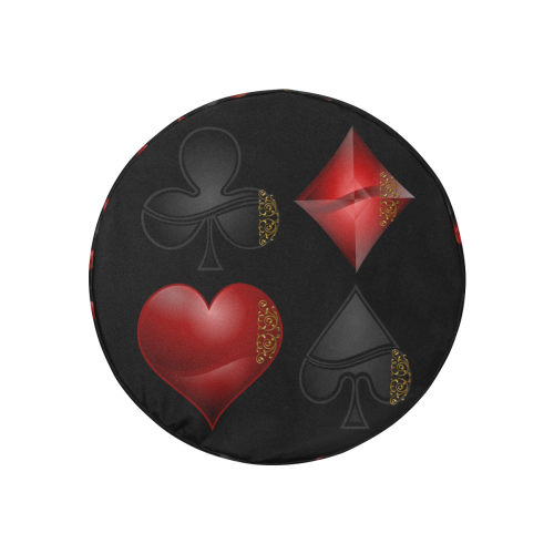 Black and Red Casino Poker Card Shapes 30 Inch Spare Tire Cover