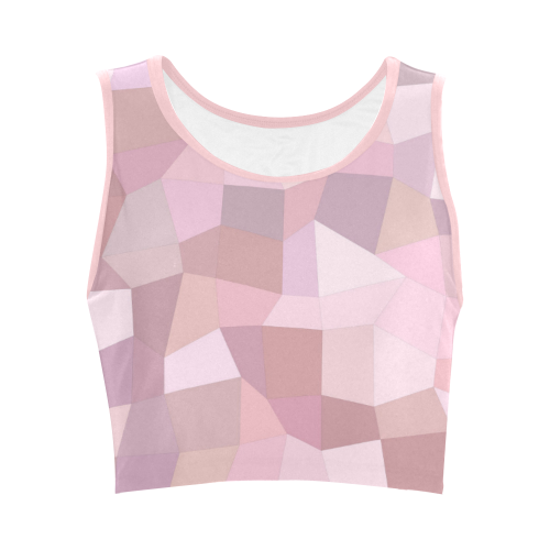 Pastel Pink Mosaic Women's Crop Top (Model T42)