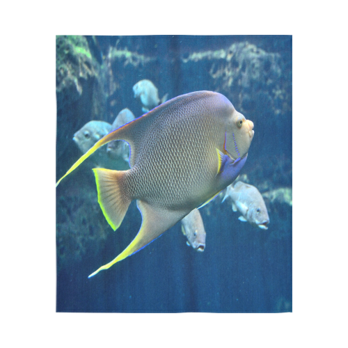 tropical-fishbluelarge Cotton Linen Wall Tapestry 51"x 60"