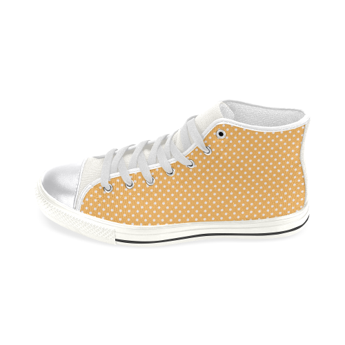 Yellow orange polka dots Women's Classic High Top Canvas Shoes (Model 017)