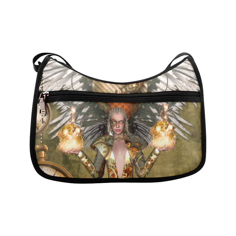 Steampunk lady with clocks and gears Crossbody Bags (Model 1616)