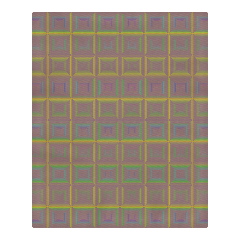 Violet brownish multicolored multiple squares 3-Piece Bedding Set
