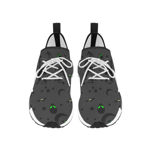 Alien Flying Saucers Stars Pattern (White/Charcoal) Men’s Draco Running Shoes (Model 025)