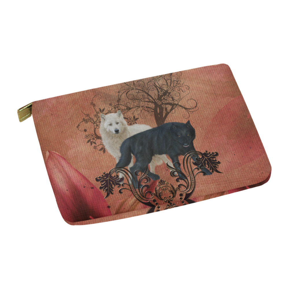 Awesome black and white wolf Carry-All Pouch 12.5''x8.5''
