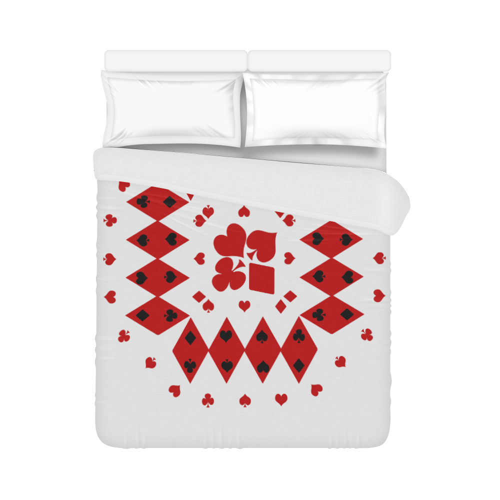 Black and Red Playing Card Shapes Round Duvet Cover 86"x70" ( All-over-print)