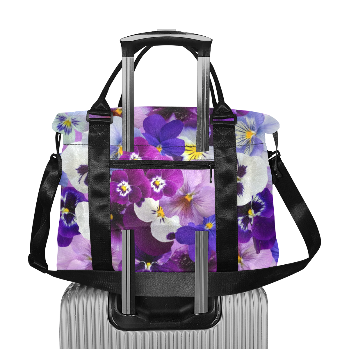 Pretty Purple Pansies Large Capacity Duffle Bag (Model 1715)