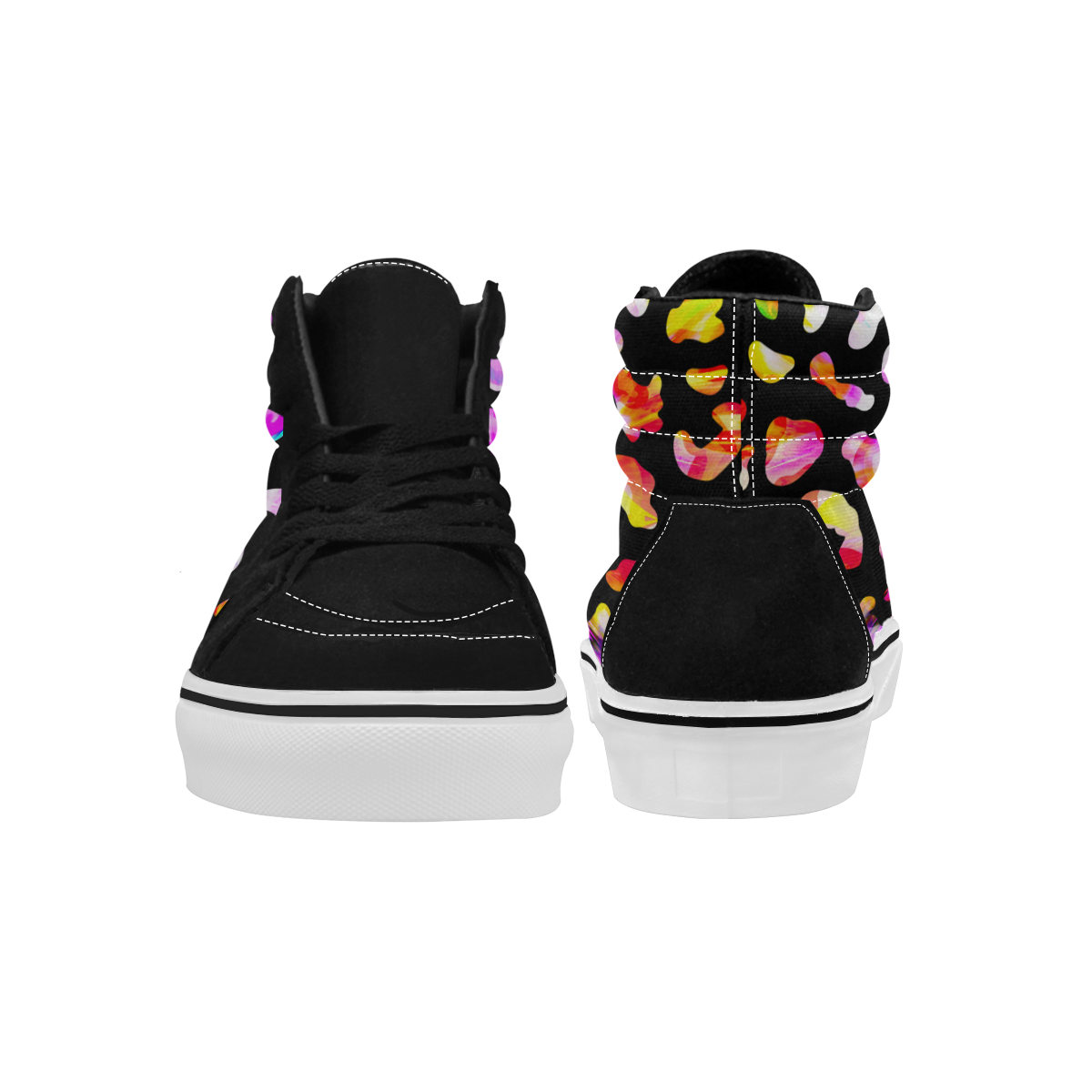 colorful animal print Women's High Top Skateboarding Shoes/Large (Model E001-1)