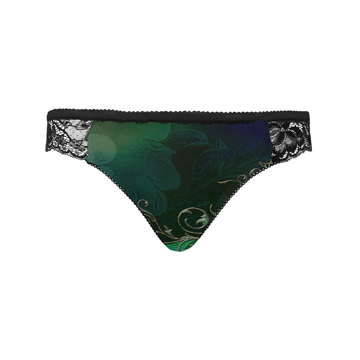Green floral design Women's Lace Panty (Model L41)