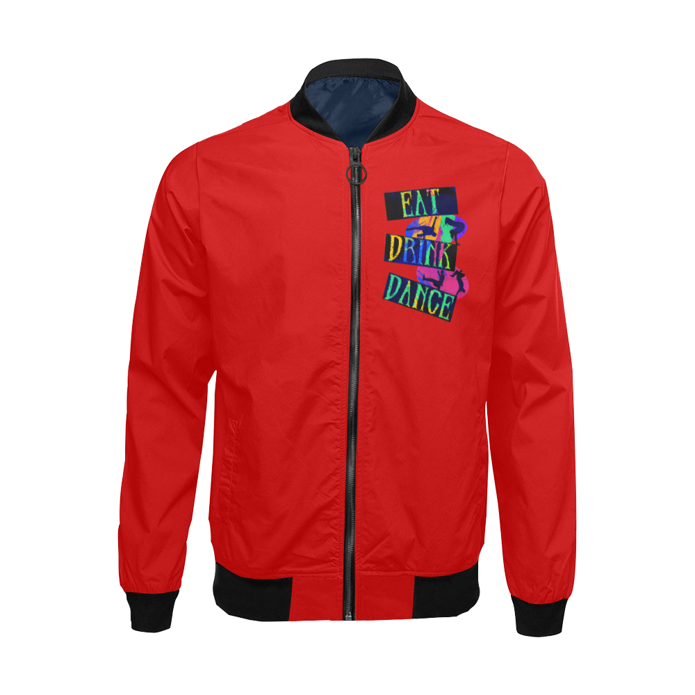 Break Dancing Colorful / Red All Over Print Bomber Jacket for Men/Large Size (Model H19)