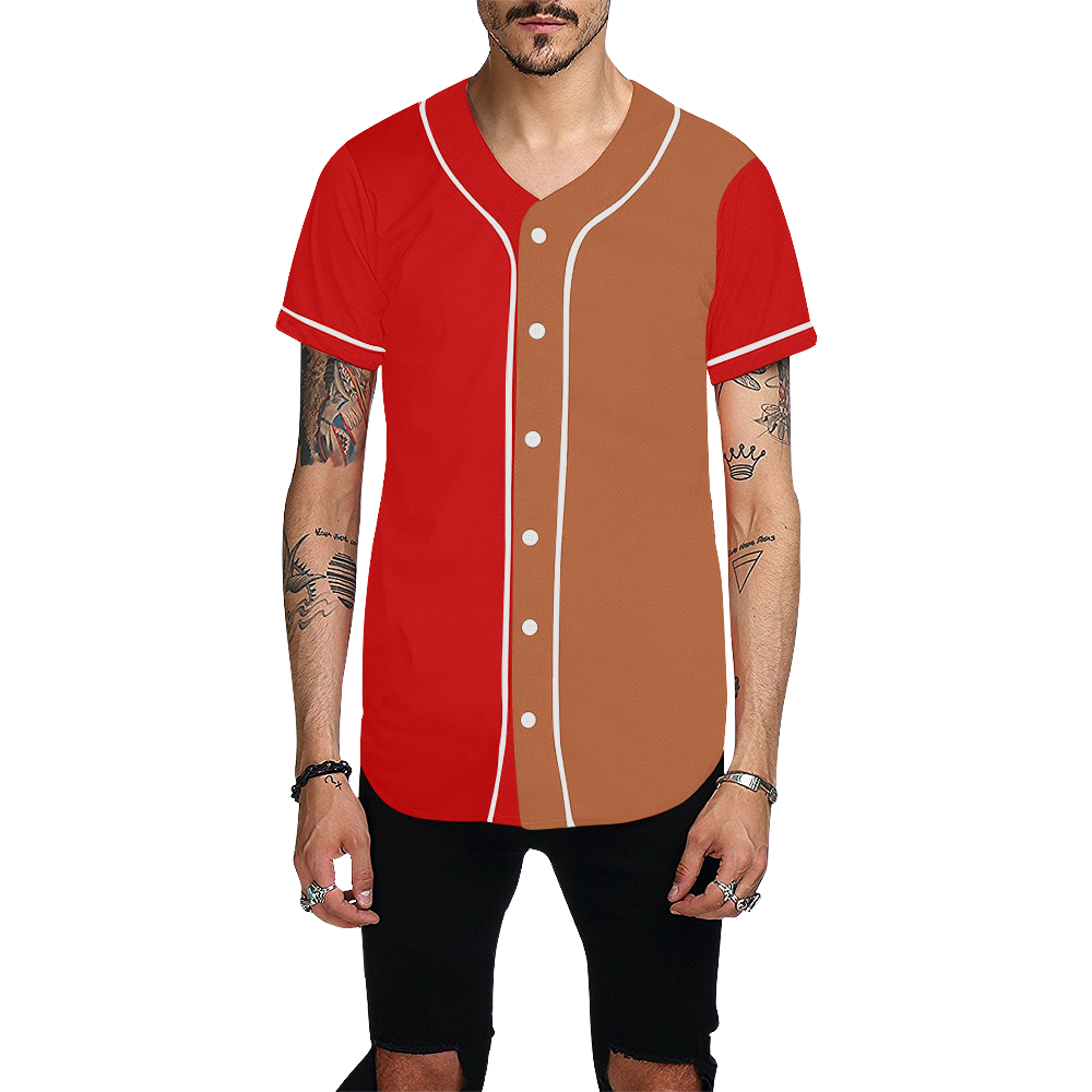 RB06 Red And Brown Shirt All Over Print Baseball Jersey for Men (Model T50)