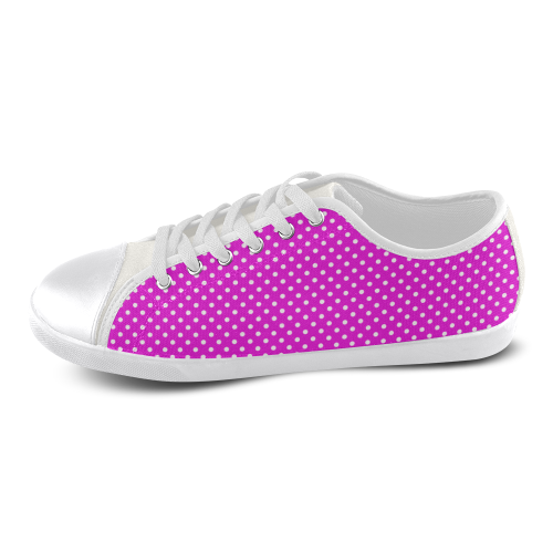 Pink polka dots Canvas Shoes for Women/Large Size (Model 016)
