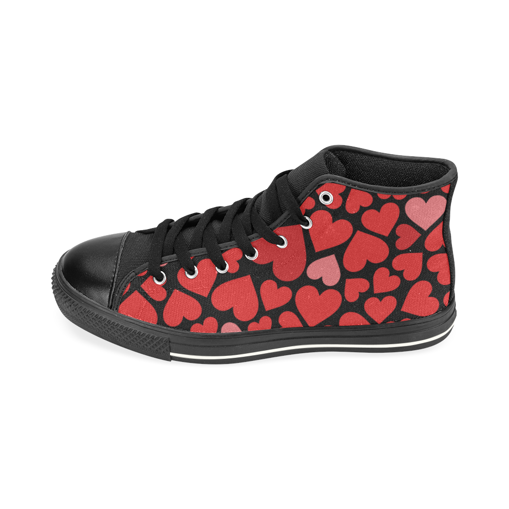 Hearts Pattern High Top Canvas Women's Shoes/Large Size (Model 017)