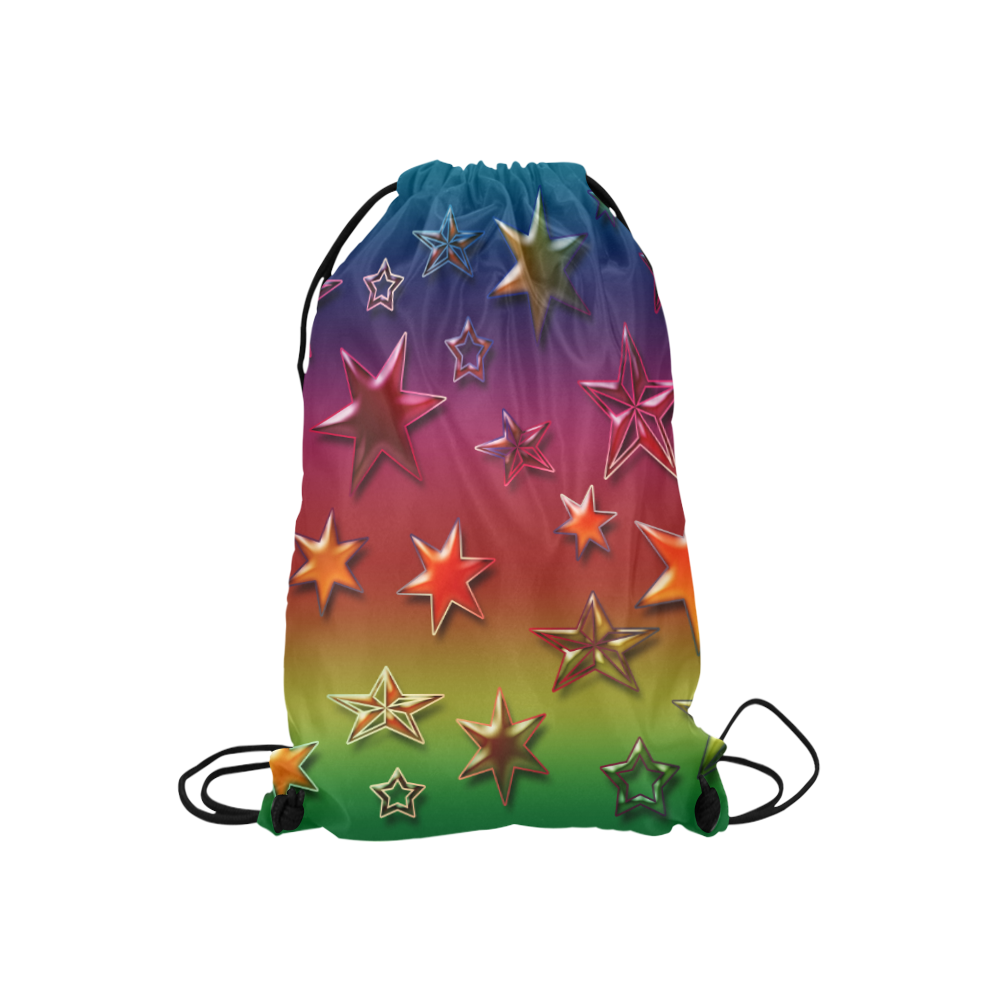 Rainbow Stars Small Drawstring Bag Model 1604 (Twin Sides) 11"(W) * 17.7"(H)