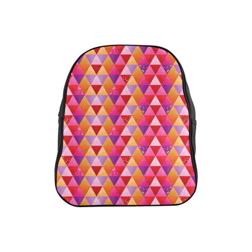 Triangle Pattern - Red Purple Pink Orange Yellow School Backpack (Model 1601)(Small)