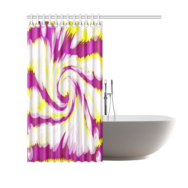 Pink Yellow Tie Dye Swirl Abstract Shower Curtain 69"x70"