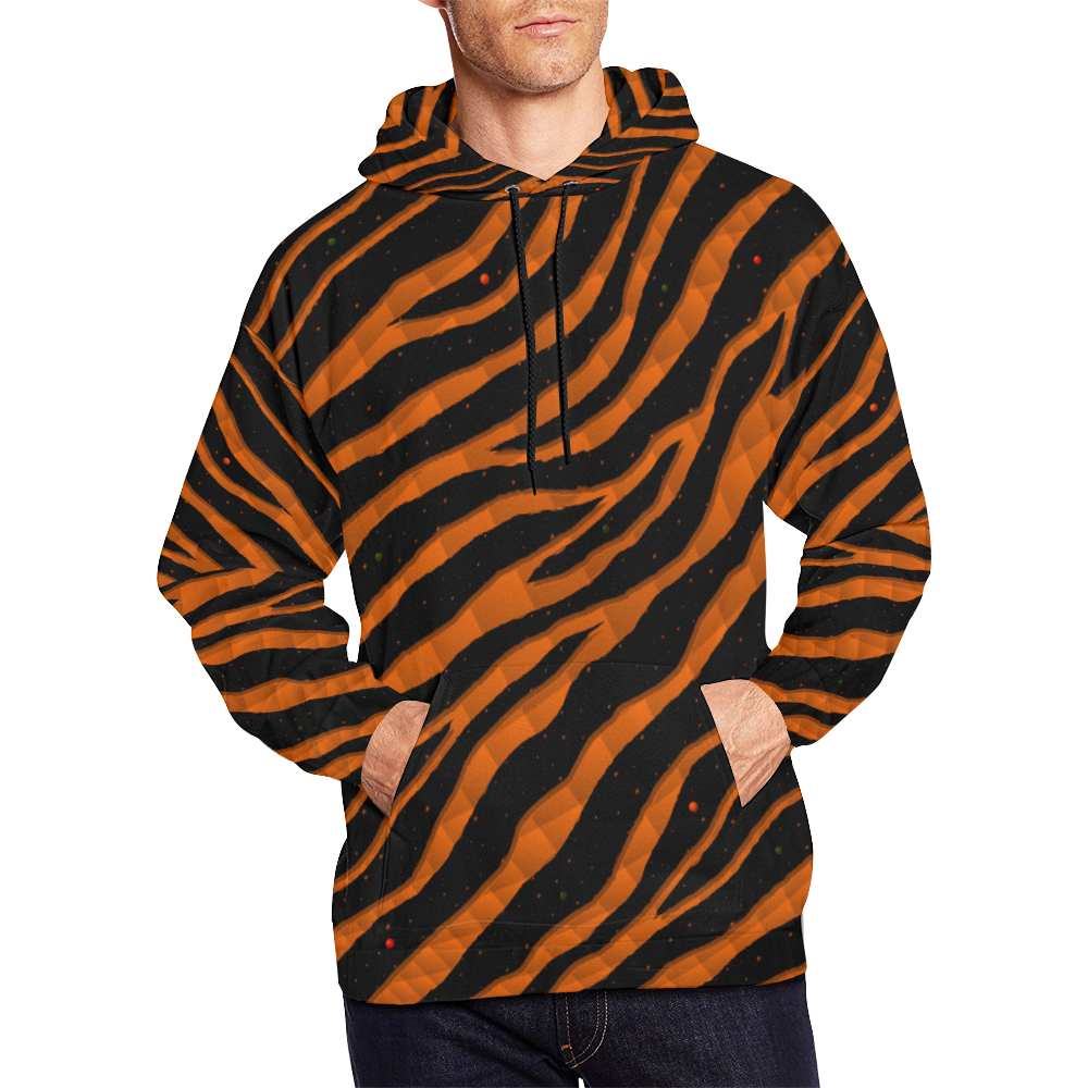 Ripped SpaceTime Stripes - Orange All Over Print Hoodie for Men/Large Size (USA Size) (Model H13)