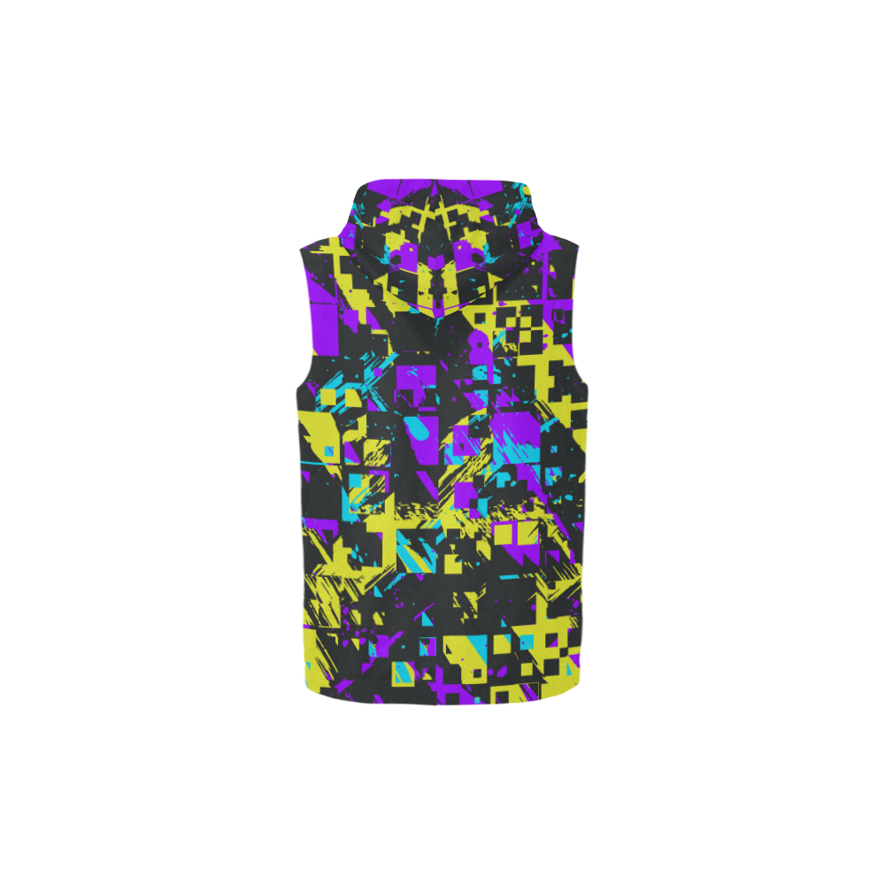 Purple yelllow squares All Over Print Sleeveless Zip Up Hoodie for Kid (Model H16)
