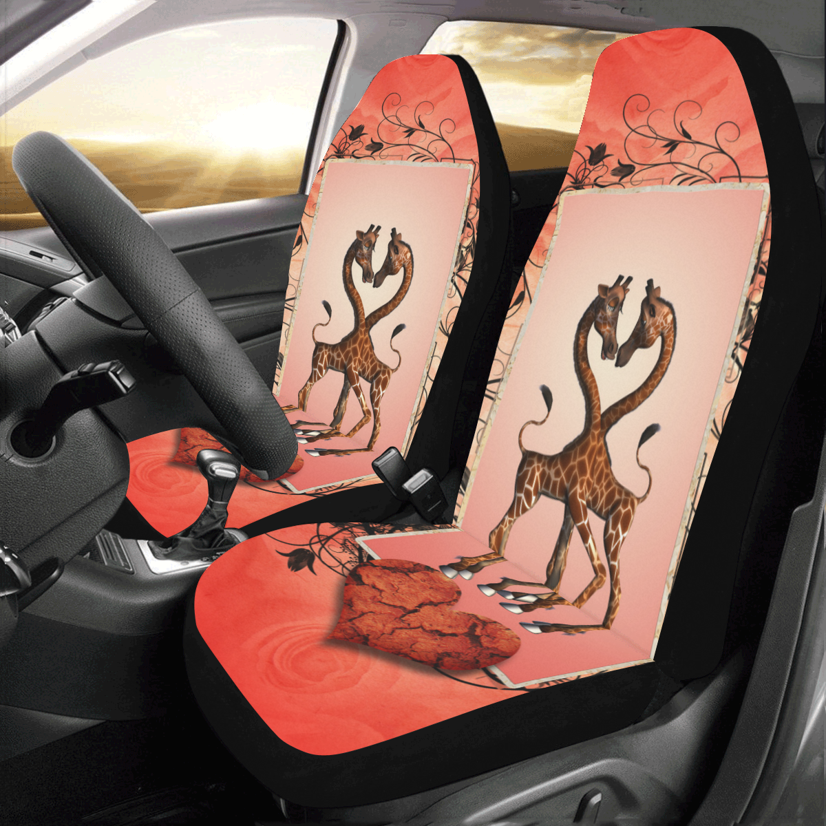 Giraffe in love Car Seat Covers (Set of 2)