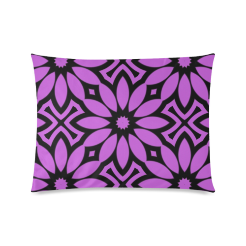 Purple/Black Flowery Pattern Custom Zippered Pillow Case 20"x26"(Twin Sides)