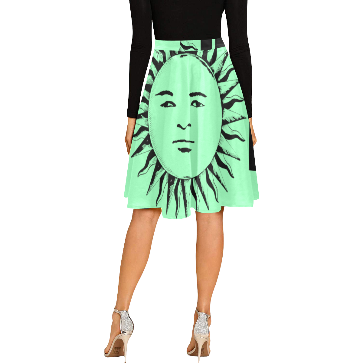 GOD Midi Skirt  ST Green Melete Pleated Midi Skirt (Model D15)