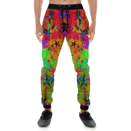 stars and texture colors Men's All Over Print Sweatpants (Model L11)