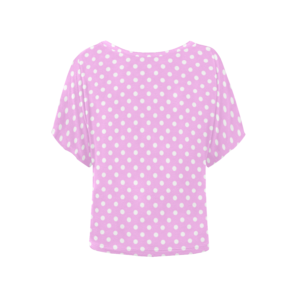 Polka-dot pattern Women's Batwing-Sleeved Blouse T shirt (Model T44)