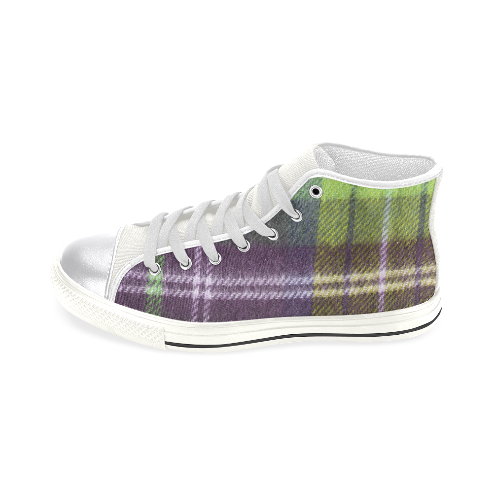 neon green plaid flannel Women's Classic High Top Canvas Shoes (Model 017)
