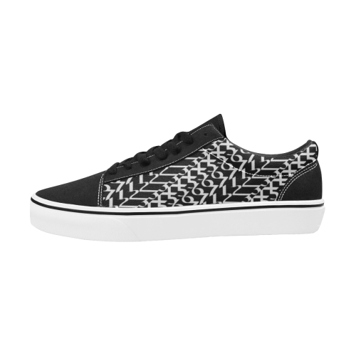 NUMBERS Collection 1234567 Black/White Men's Low Top Skateboarding Shoes (Model E001-2)