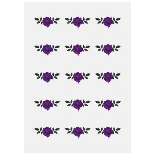 Gothic Dark Purple Rose Personalized Temporary Tattoo (15 Pieces)