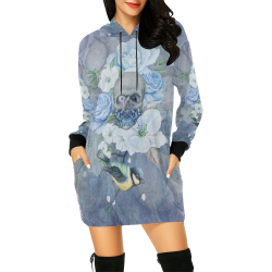 Gothic Skull With Butterfly All Over Print Hoodie Mini Dress (Model H27)