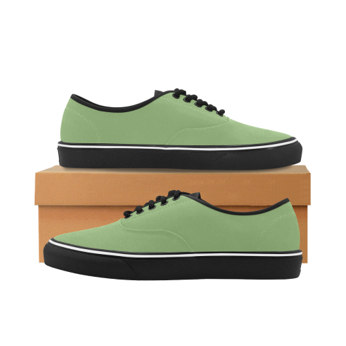color asparagus Classic Men's Canvas Low Top Shoes (Model E001-4)