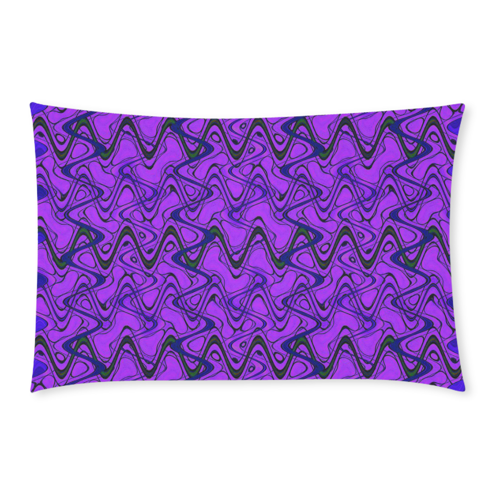 Purple and Black Waves pattern design 3-Piece Bedding Set