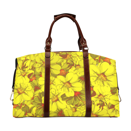 Yellow flower pattern Classic Travel Bag (Model 1643) Remake