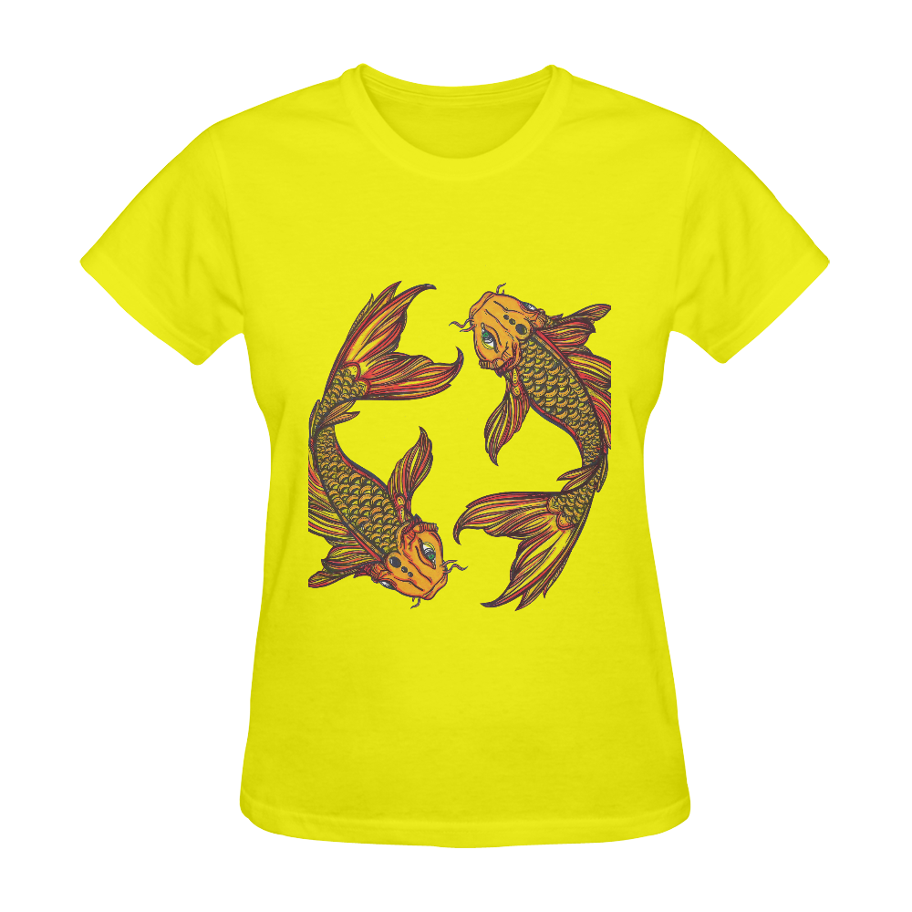 Brillant Koi Fish Yellow Sunny Women's T-shirt (Model T05)