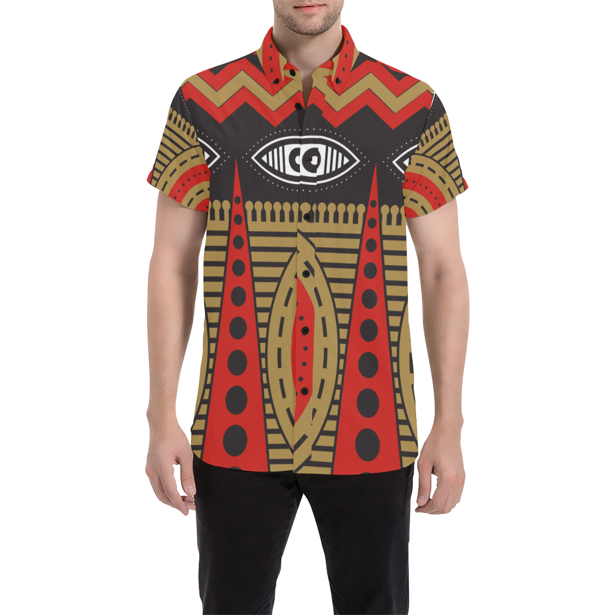 illuminati tribal Men's All Over Print Short Sleeve Shirt/Large Size (Model T53)