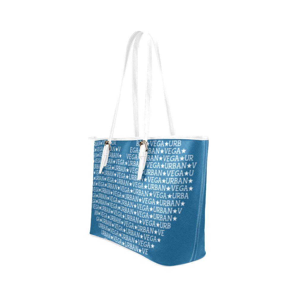 White heart shape with logo name Leather Tote Bag/Small (Model 1651)