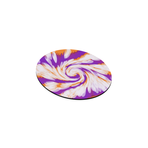 Purple Orange Tie Dye Swirl Abstract Round Coaster