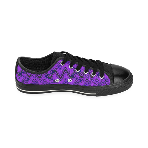 Purple and Black Waves pattern design Canvas Women's Shoes/Large Size (Model 018)