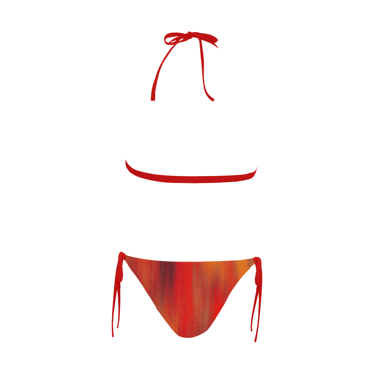 Red Flames Buckle Front Halter Bikini Swimsuit (Model S08)