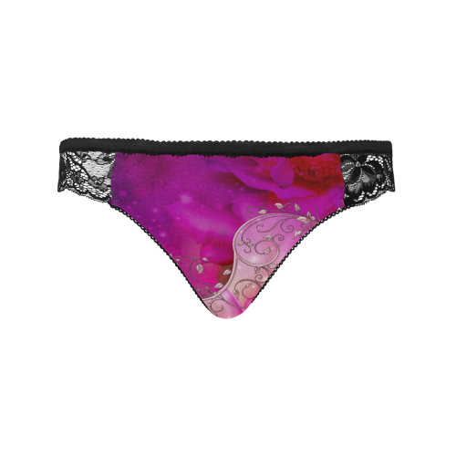 Wonderful floral design Women's Lace Panty (Model L41)
