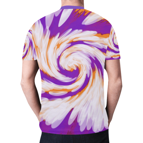 Purple Orange Tie Dye Swirl Abstract New All Over Print T-shirt for Men (Model T45)