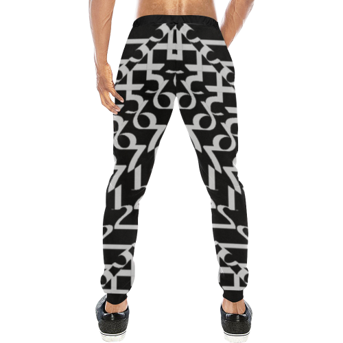 NUMBERS Collection 1234567 Black/White Men's All Over Print Sweatpants (Model L11)