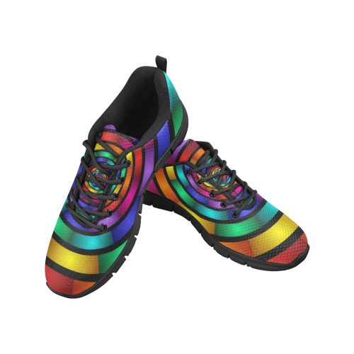 Round Psychedelic Colorful Modern Fractal Art Graphic Men's Breathable Running Shoes (Model 055)
