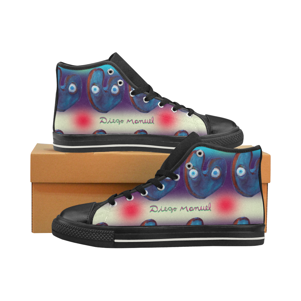 graffiti-real-19-tapiz-5 High Top Canvas Shoes for Kid (Model 017)