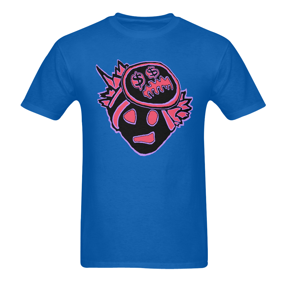 Blue Face-Logo Tee Men's T-Shirt in USA Size (Two Sides Printing)