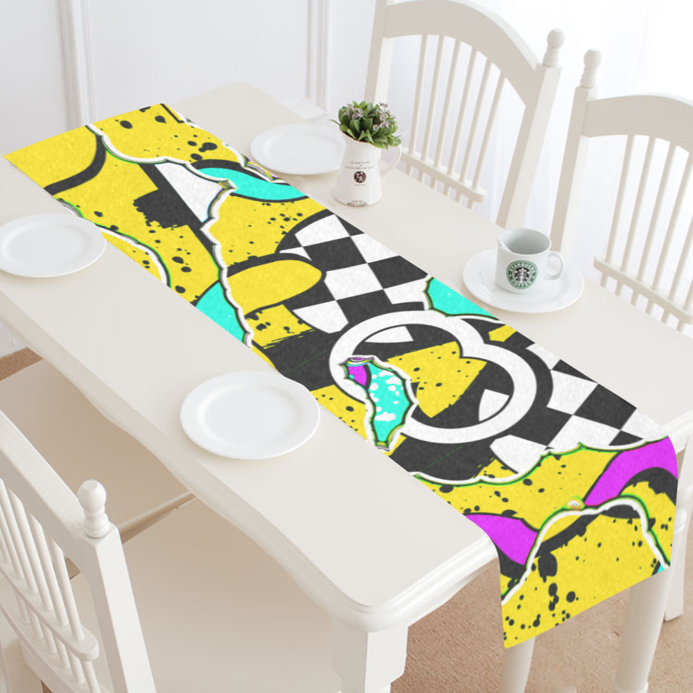 Shapes on a yellow background Table Runner 16x72 inch