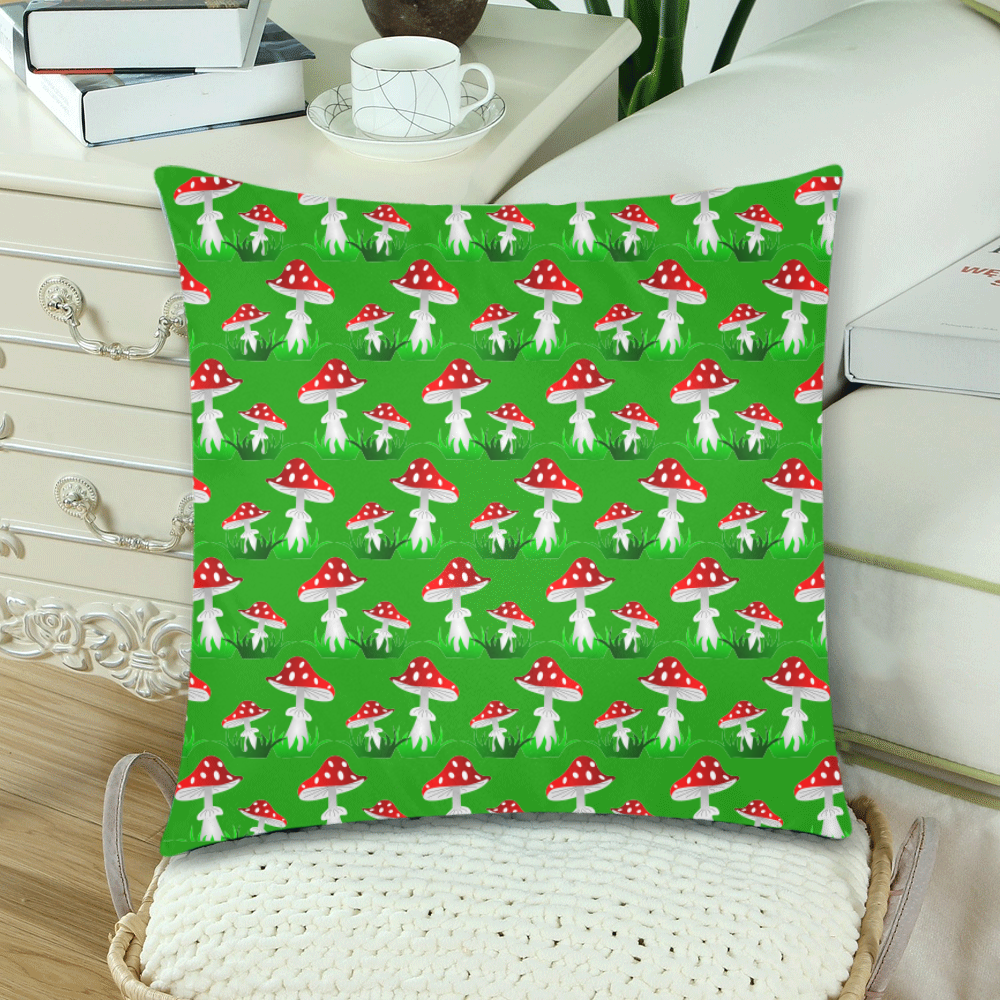 Toadstool red pattern Custom Zippered Pillow Cases 18"x 18" (Twin Sides) (Set of 2)