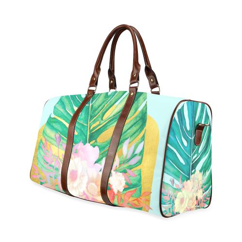 Frosty mint mojito floral monstera on gold by Lake Island 21 Waterproof Travel Bag/Large (Model 1639)
