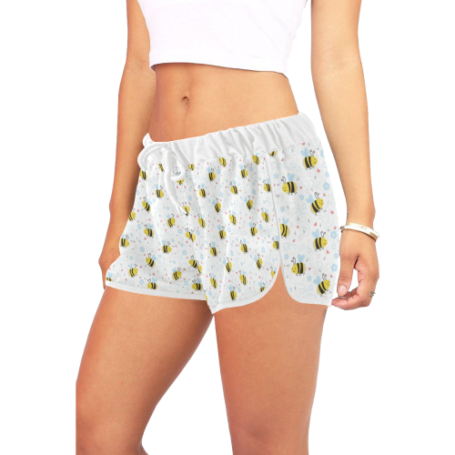 Cute Bee Pattern Women's All Over Print Relaxed Shorts (Model L19)