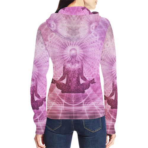 meditation yoga graphic art All Over Print Full Zip Hoodie for Women (Model H14)